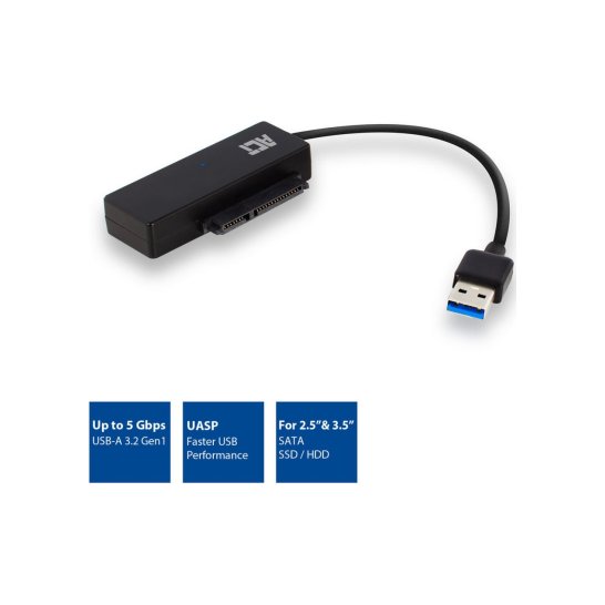 ACT 2,5 inch en 3,5 inch SATA HDD SSD naar USB 3.2 Gen1 adap ACT 2,5 inch en 3,5 inch SATA HDD SSD naar USB 3.2 Gen1 adap