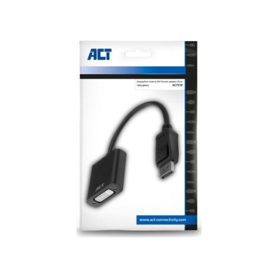 ACT 7510 video kabel adapter 0,15 m DisplayPort DVI-D Zwart ACT 7510 video kabel adapter 0,15 m DisplayPort DVI-D Zwart