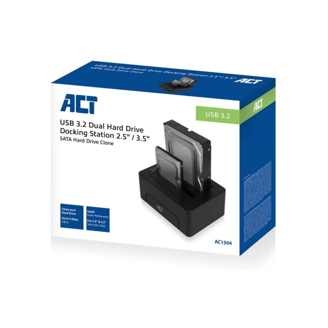 ACT AC1504 basisstation voor opslagstations USB 3.2 Gen 1 (3