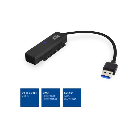 ACT AC1510 tussenstuk voor kabels SATA USB Type-A Zwart