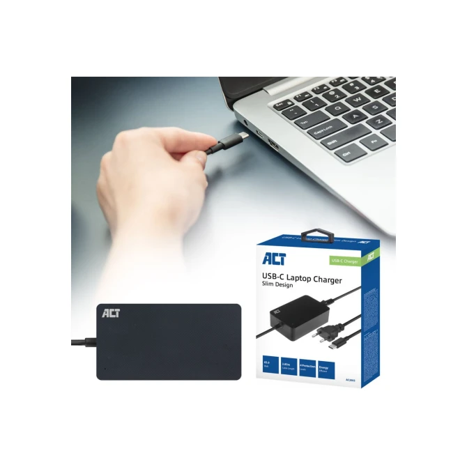 ACT AC2005 | Universele USB-C Notebook Lader | 65 Watt PDP | 2,75 Meter