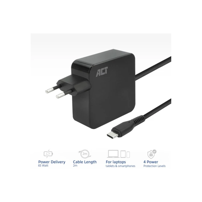 ACT USB-C laptoplader 65W PDP 2m