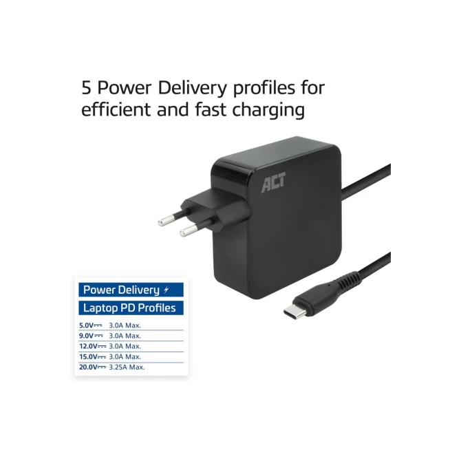 ACT USB-C laptoplader 65W PDP 2m