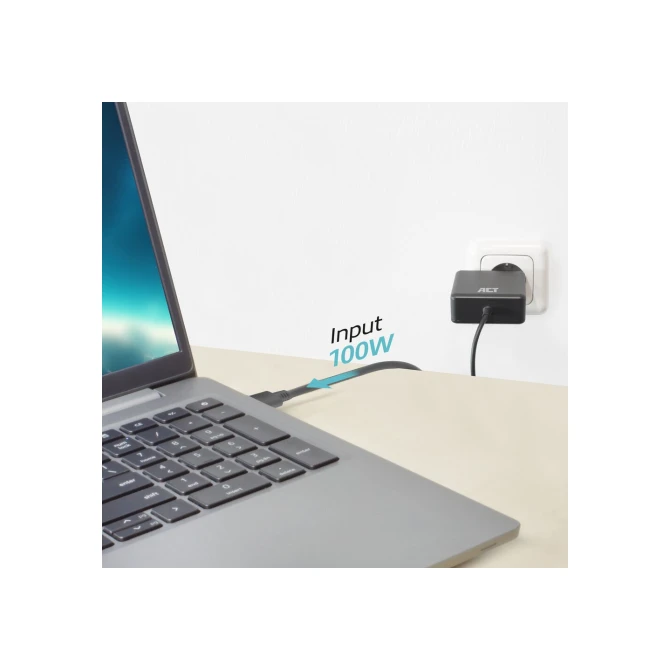 ACT USB-C laptoplader 100W met Power Delivery-profielen, 2 m