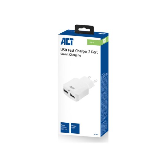 ACT AC2115 oplader voor mobiele apparatuur Wit Binnen
