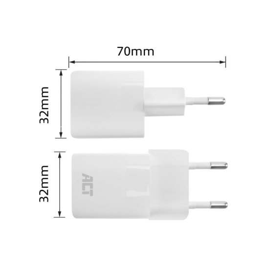 ACT AC2130 oplader voor mobiele apparatuur Wit Binnen