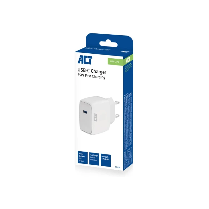 ACT USB-C Lader 35W met Power Delivery PPS en GaNFast