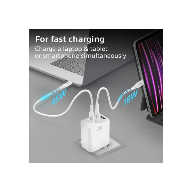 ACT USB-C/USB-A lader 65W 3-poorts met Power Delivery PPS, Q
