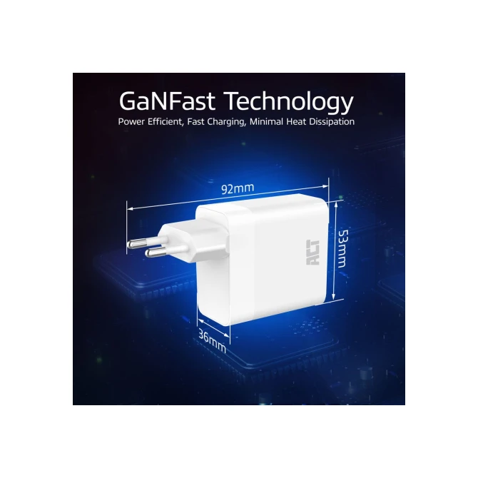 ACT USB-C/USB-A lader 65W 3-poorts met Power Delivery PPS, Q