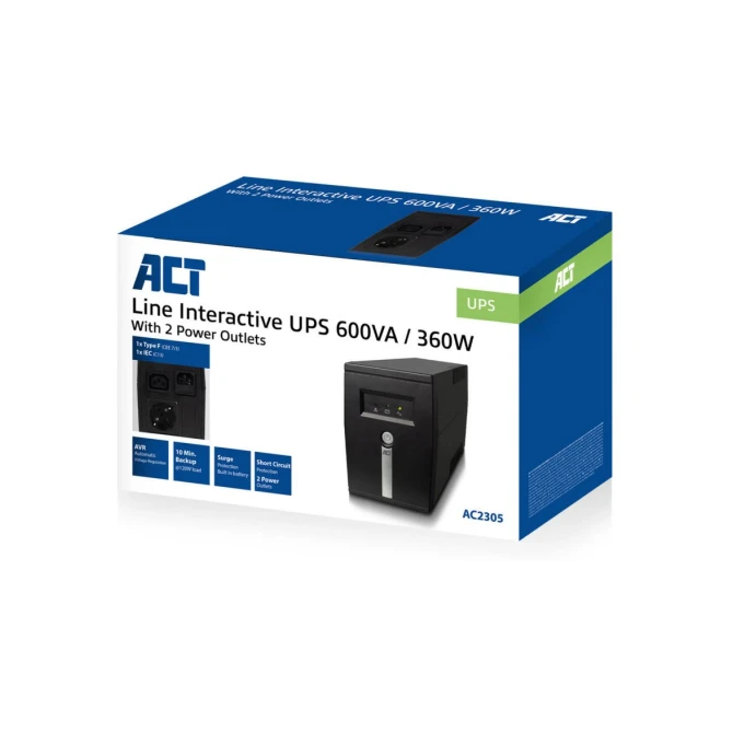 ACT AC2305 UPS Line-interactive 0,6 kVA 360 W 2 AC-uitgang(e