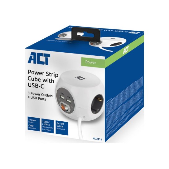 ACT AC2415 power uitbreiding 1,5 m 3 AC-uitgang(en) Binnen W