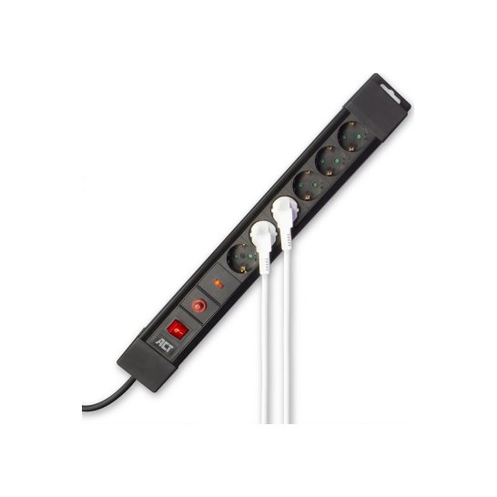 ACT AC2450 Overspanningsbeveiliging Zwart 6 AC-uitgang(en) 2