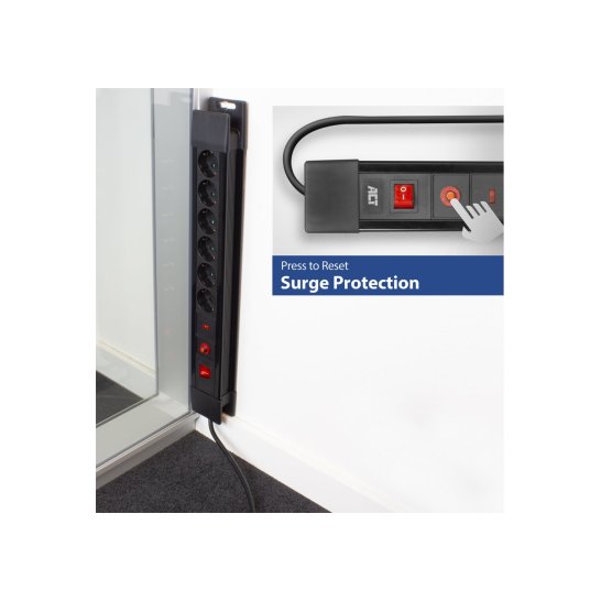 ACT AC2450 Overspanningsbeveiliging Zwart 6 AC-uitgang(en) 2