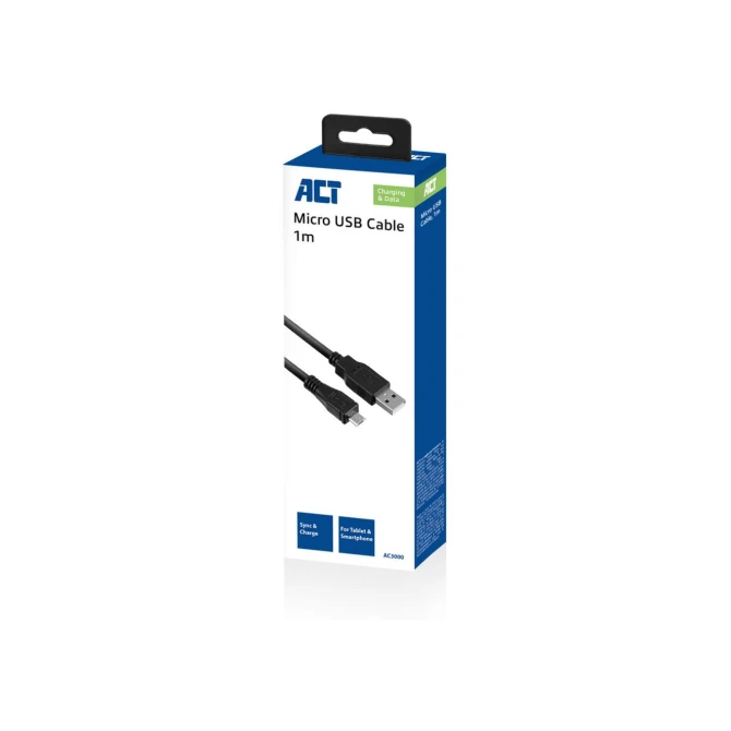 ACT AC3000 USB-kabel 1 m USB 2.0 USB A Micro-USB B Zwart