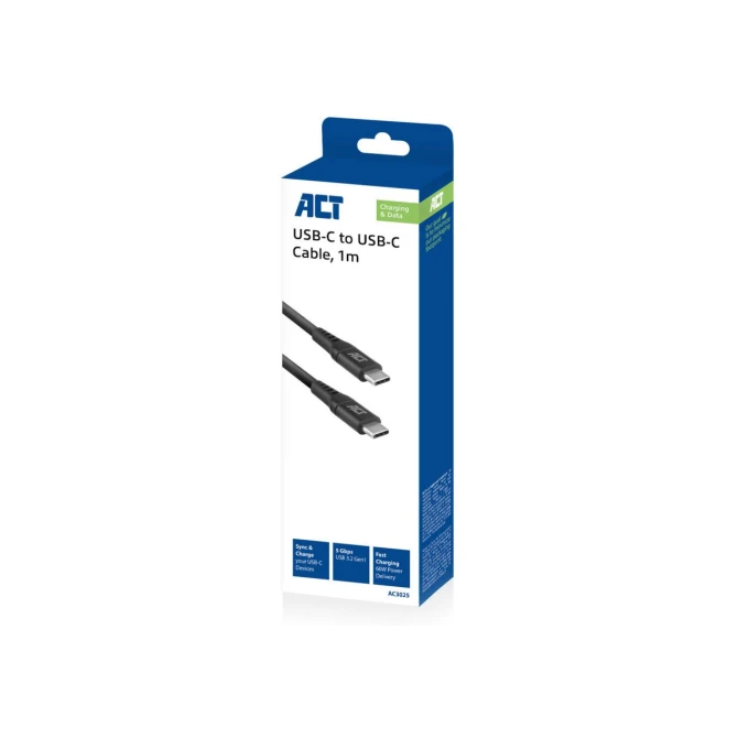 ACT AC3025 USB-kabel 1 m USB 3.2 Gen 1 (3.1 Gen 1) USB C Zwa