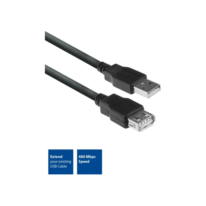 ACT AC3040 USB-kabel 1,8 m USB 2.0 USB A Zwart