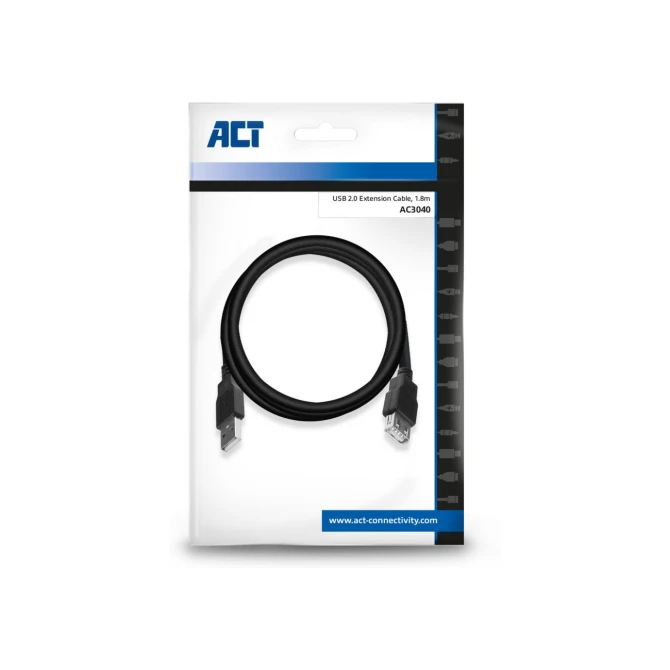 ACT AC3040 USB-kabel 1,8 m USB 2.0 USB A Zwart