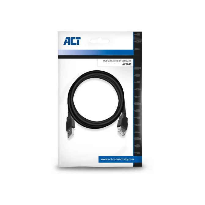 ACT AC3043 USB-kabel 3 m USB 2.0 USB A Zwart