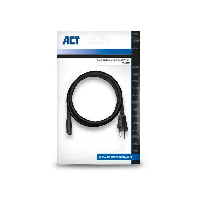 ACT AC3300 electriciteitssnoer Zwart 1,5 m CEE7/16 C7 stekke