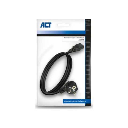 ACT AC3305 electriciteitssnoer Zwart 2 m Netstekker type F C ACT AC3305 electriciteitssnoer Zwart 2 m Netstekker type F C