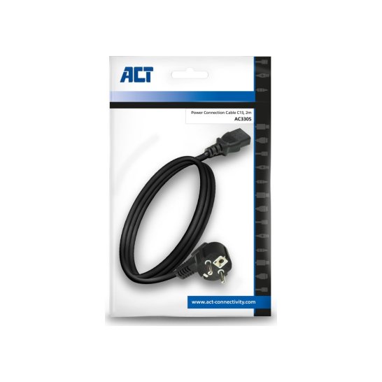 ACT AC3305 electriciteitssnoer Zwart 2 m Netstekker type F C