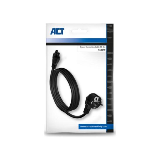ACT AC3310 electriciteitssnoer Zwart 2 m CEE7/7 C5 stekker ACT AC3310 electriciteitssnoer Zwart 2 m CEE7/7 C5 stekker