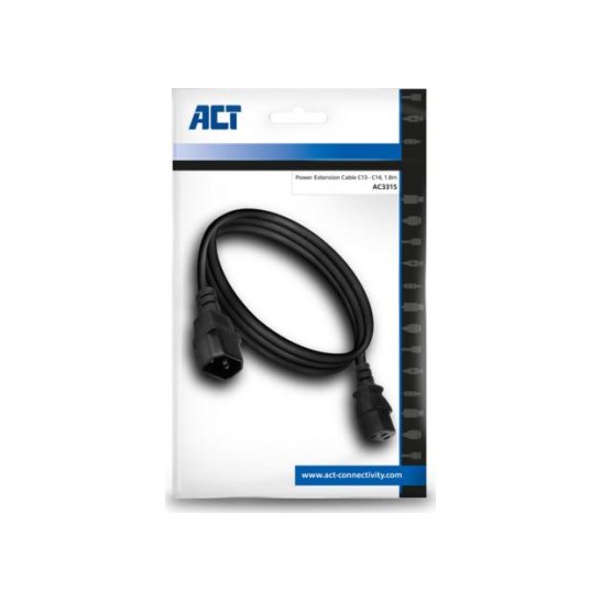 ACT AC3315 electriciteitssnoer Zwart 1,8 m C13 stekker C14 s ACT AC3315 electriciteitssnoer Zwart 1,8 m C13 stekker C14 s
