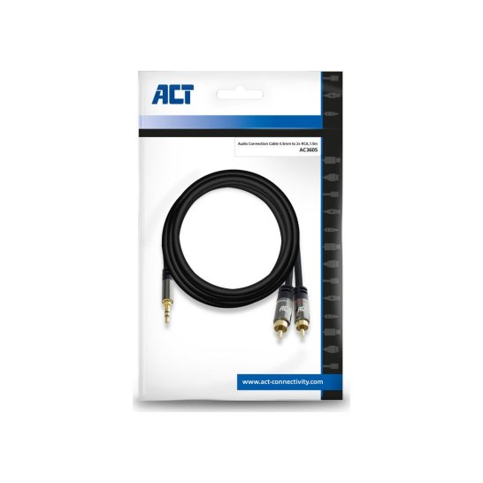 ACT AC3605 audio kabel 1,5 m 2 x RCA 3.5mm Zwart ACT AC3605 audio kabel 1,5 m 2 x RCA 3.5mm Zwart