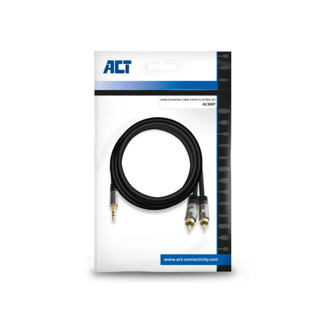 ACT AC3607 audio kabel 5 m 2 x RCA 3.5mm Zwart