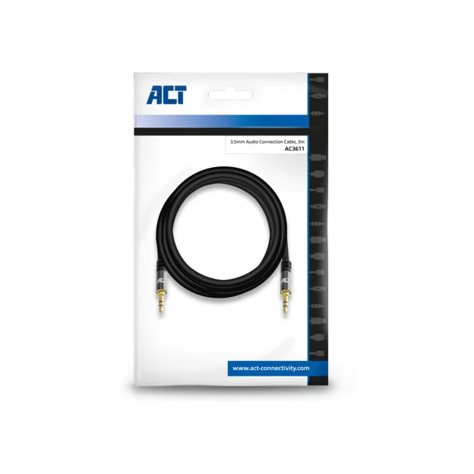ACT AC3611 audio kabel 3 m 3.5mm Zwart