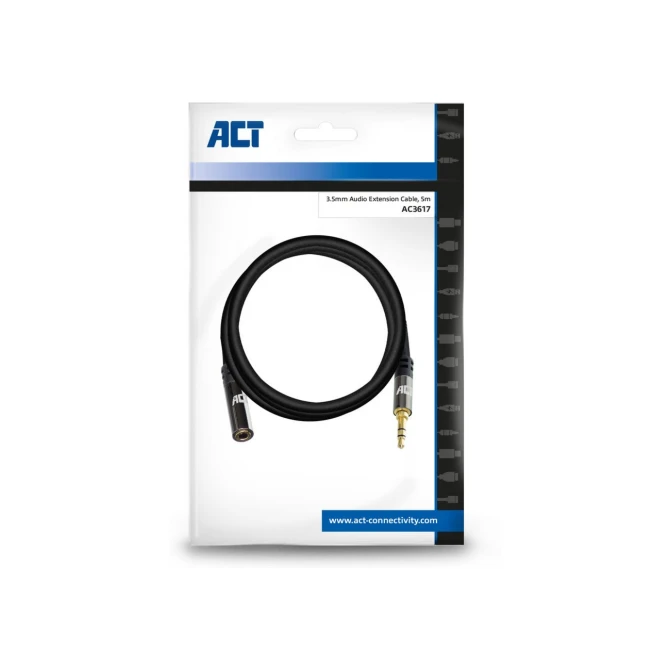 ACT AC3617 | 3.5mm Audiokabel | 5 Meter | Stereo Jack naar Jack | Zwart