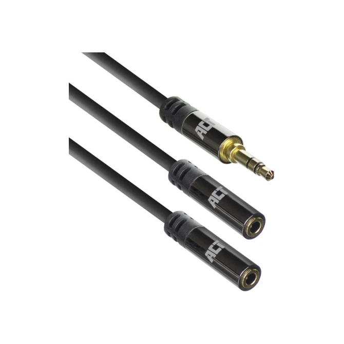 ACT AC3620 audio kabel 0,15 m 3.5mm 2 x 3.5mm Zwart