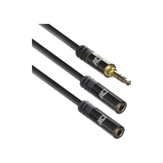 ACT AC3620 audio kabel 0,15 m 3.5mm 2 x 3.5mm Zwart ACT AC3620 audio kabel 0,15 m 3.5mm 2 x 3.5mm Zwart