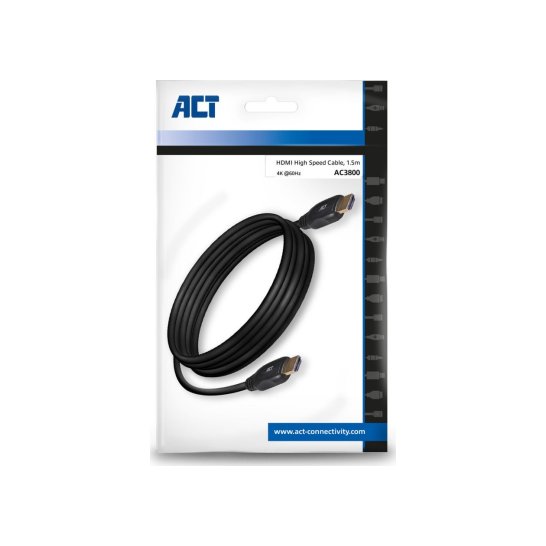ACT AC3800 HDMI kabel 1,5 m HDMI Type A (Standaard) Zwart