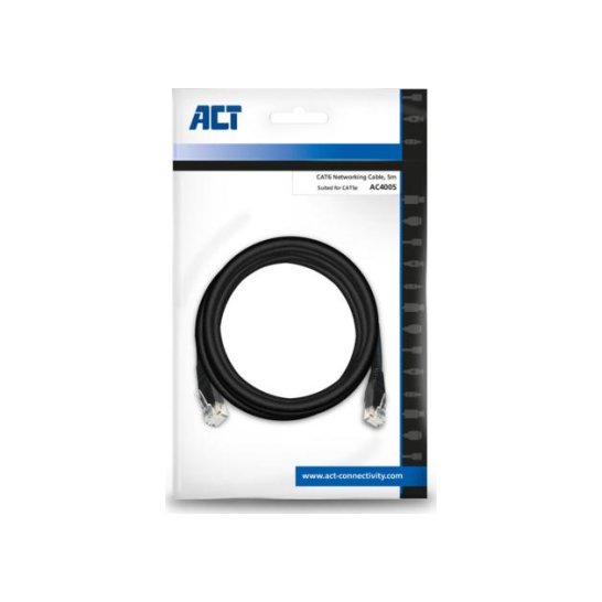 ACT AC4005 netwerkkabel Zwart 5 m Cat6 U/UTP (UTP) ACT AC4005 netwerkkabel Zwart 5 m Cat6 U/UTP (UTP)
