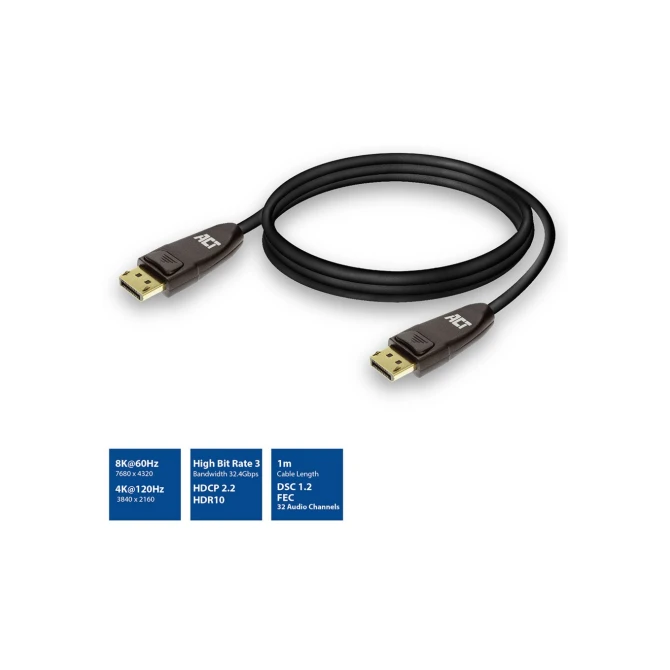 ACT AC4071 | DisplayPort 1.4 Kabel | 1,0m | Zwart