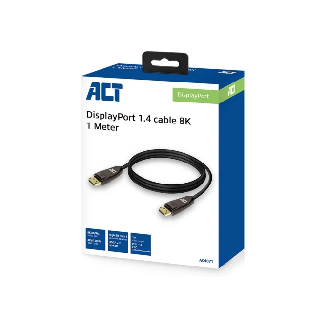 ACT AC4071 | DisplayPort 1.4 Kabel | 1,0m | Zwart