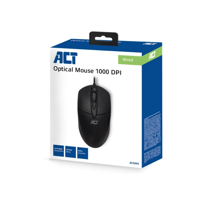 ACT AC5005 muis Ambidextrous USB Type-A IR LED 1000 DPI
