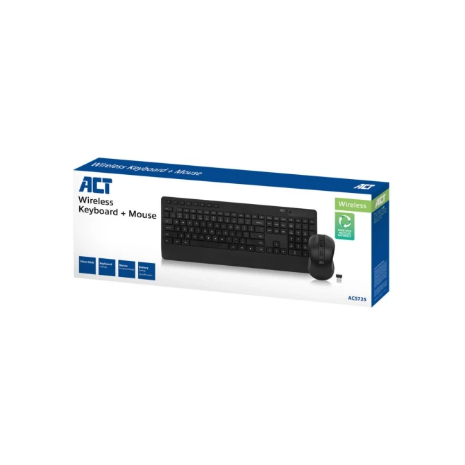 ACT Draadloos toetsenbord en muisbundel (Qwerty), stille kli