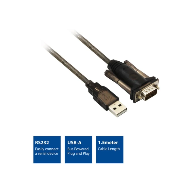 ACT AC6000 seriële kabel Zwart 1,5 m USB Type-A DB-9