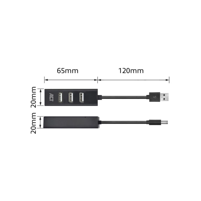 ACT AC6205 interface hub USB 2.0 480 Mbit/s Zwart