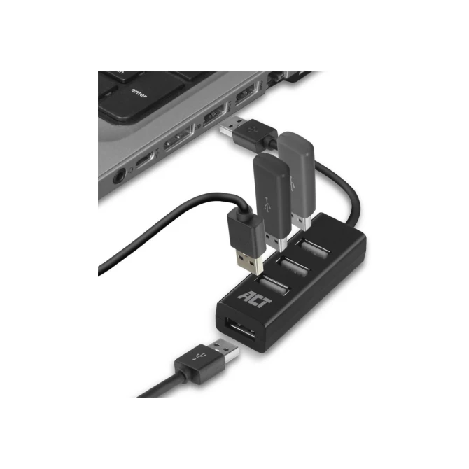 ACT AC6205 interface hub USB 2.0 480 Mbit/s Zwart