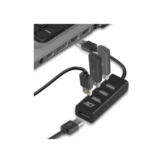 ACT AC6205 interface hub USB 2.0 480 Mbit/s Zwart ACT AC6205 interface hub USB 2.0 480 Mbit/s Zwart