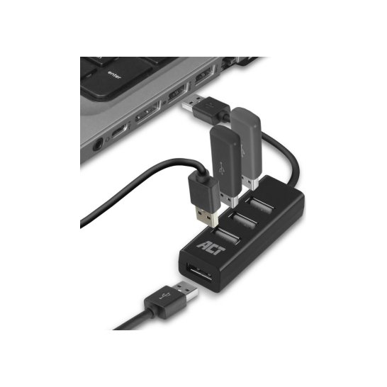 ACT AC6205 interface hub USB 2.0 480 Mbit/s Zwart ACT AC6205 interface hub USB 2.0 480 Mbit/s Zwart
