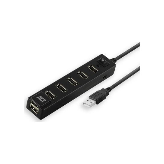 ACT AC6215 interface hub USB 2.0 480 Mbit/s Zwart ACT AC6215 interface hub USB 2.0 480 Mbit/s Zwart