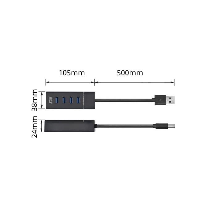 ACT AC6300 interface hub USB 3.2 Gen 1 (3.1 Gen 1) Type-A 50