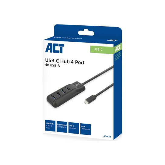 ACT AC6420 interface hub USB 3.2 Gen 1 (3.1 Gen 1) Type-C 50 ACT AC6420 interface hub USB 3.2 Gen 1 (3.1 Gen 1) Type-C 50