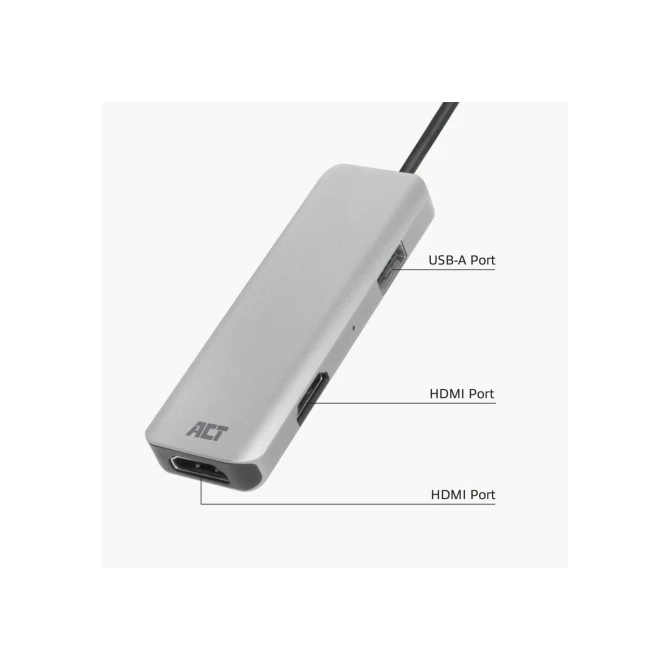 ACT laptop dock & Bedraad USB 3.2 Gen 1 Type-C Zwart, Grijs