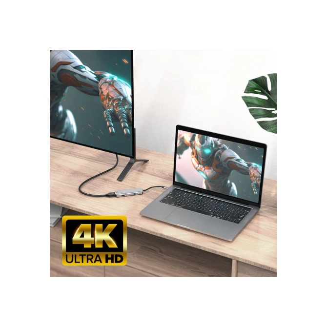 ACT laptop dock & Bedraad USB 3.2 Gen 1 Type-C Zwart, Grijs