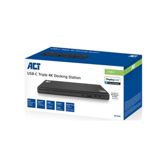 ACT AC7048 notebook dock & poortreplicator Bedraad USB 3.2 G ACT AC7048 notebook dock & poortreplicator Bedraad USB 3.2 G